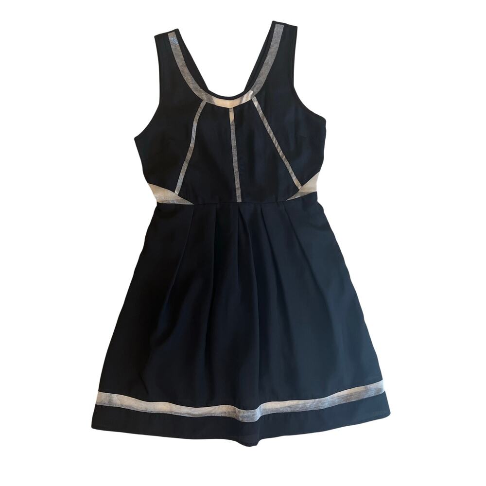 Jealous Tomato Black Gray Fit & Flare Dress Size S Sheer Trim Party Cocktail